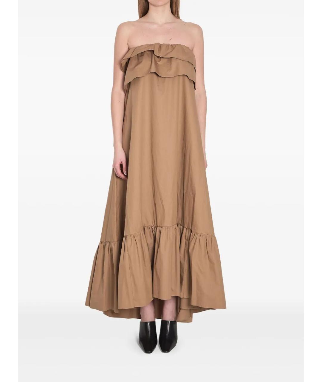 SAINT LAURENT Бежевое хлопковое повседневное платье, фото 2