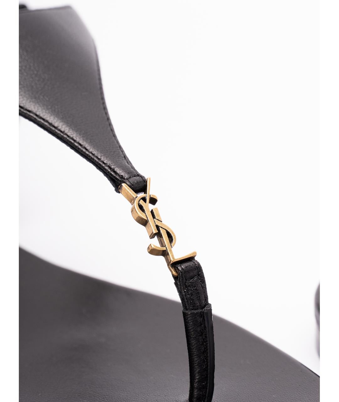 SAINT LAURENT Черные кожаные сандалии, фото 6