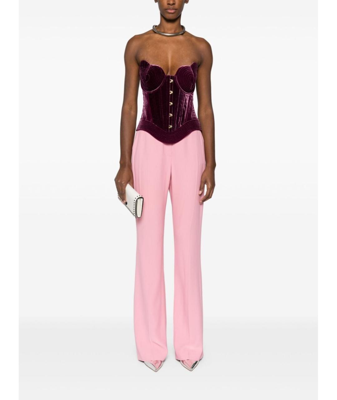 ALEXANDER MCQUEEN Розовые вискозные прямые брюки, фото 2