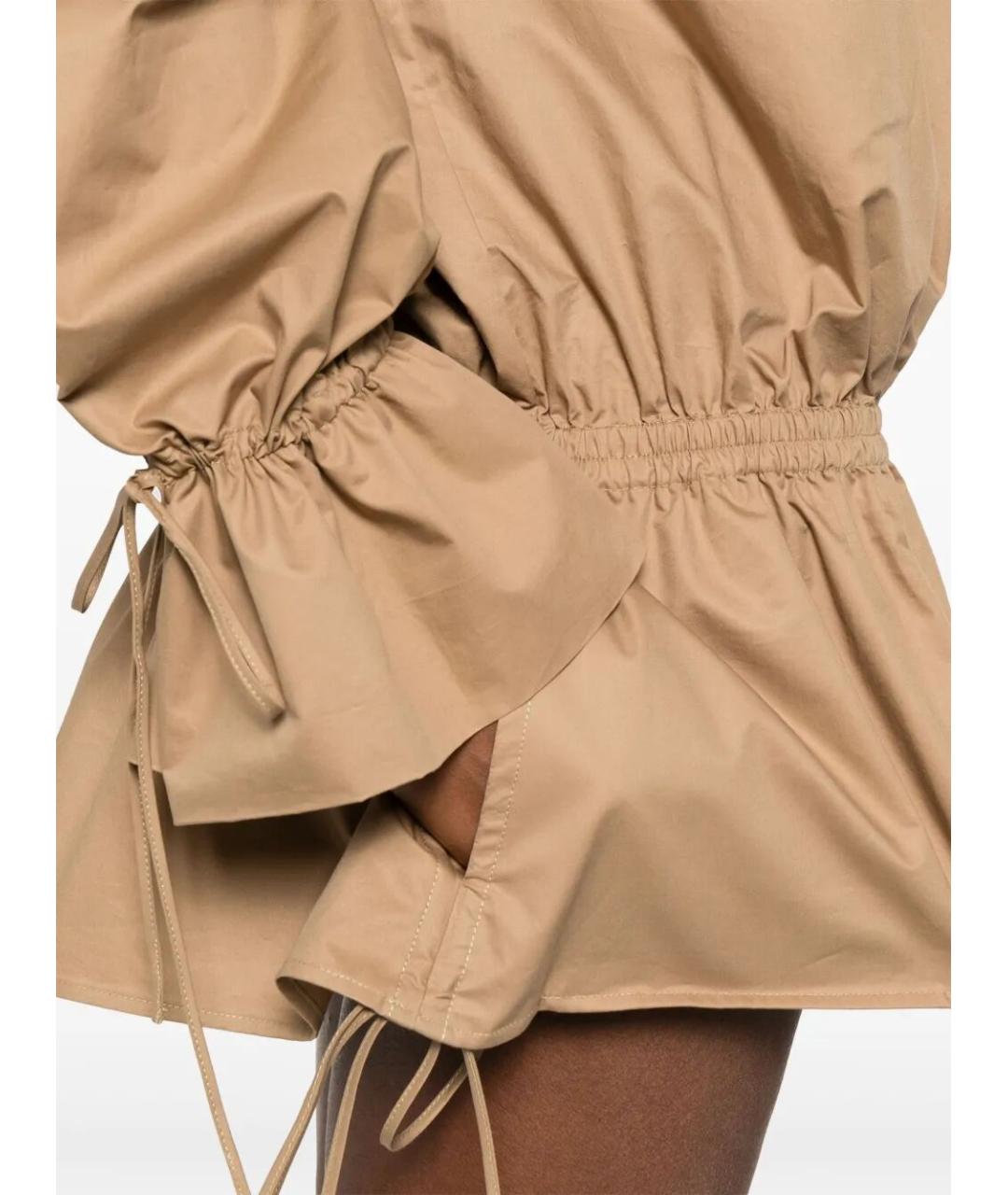 SAINT LAURENT Бежевое хлопковое повседневное платье, фото 4