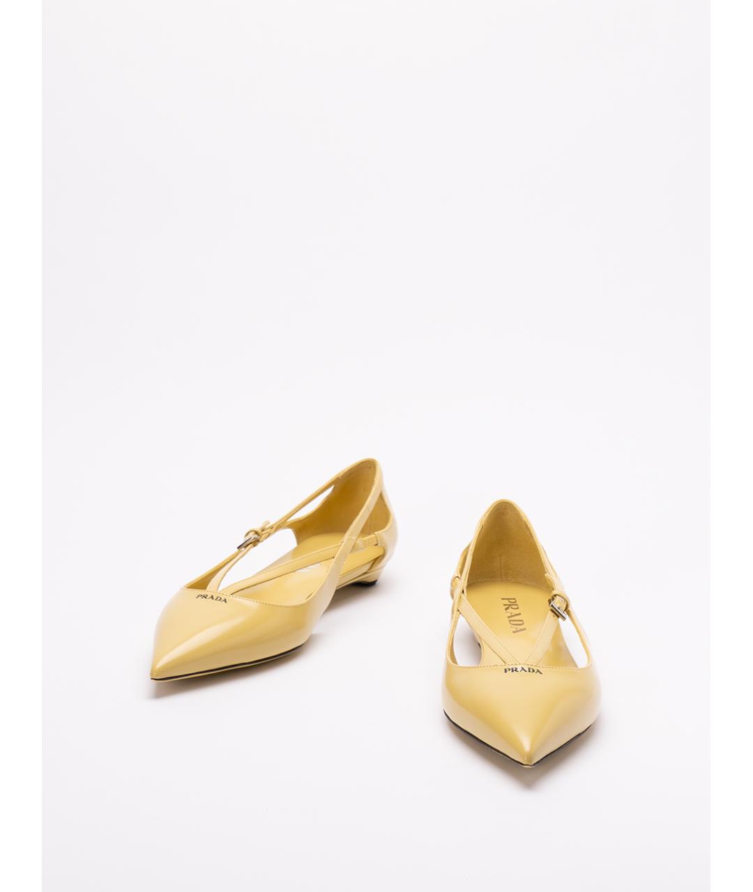 PRADA Желтые балетки из лакированной кожи, фото 2