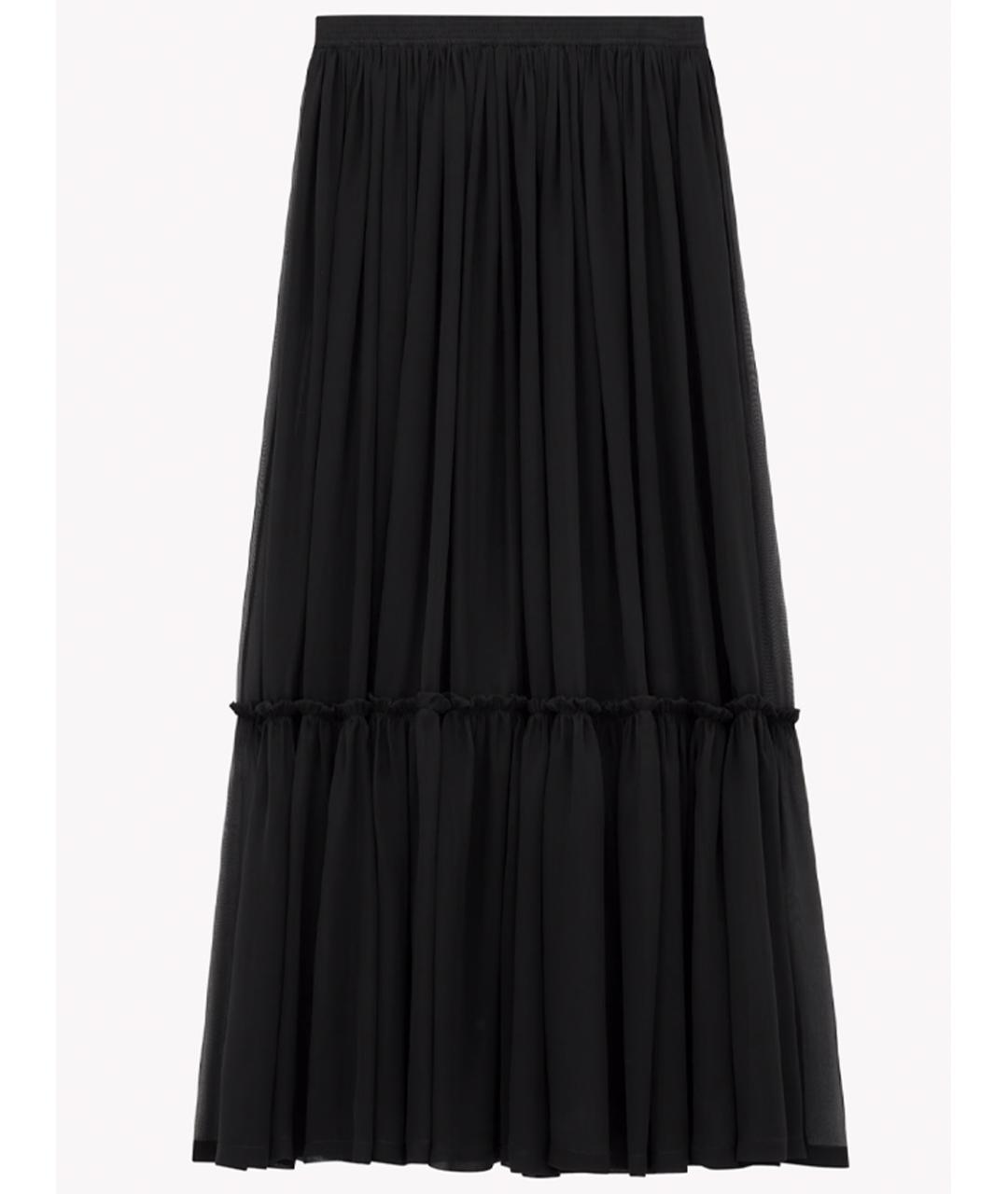SAINT LAURENT Черная шелковая юбка макси, фото 2