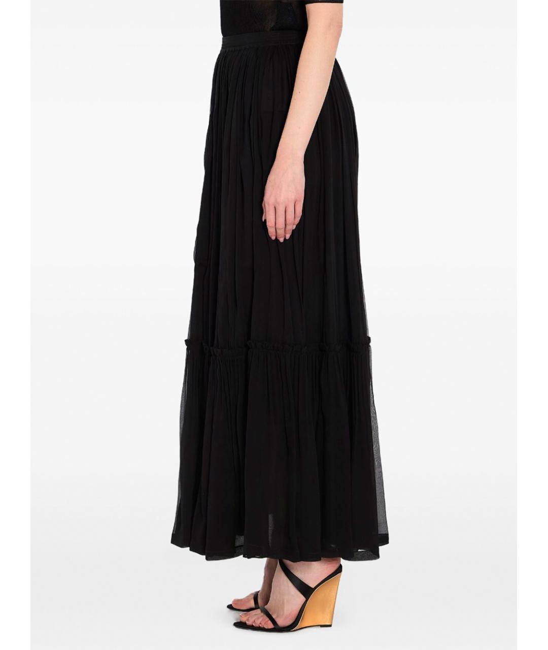 SAINT LAURENT Черная шелковая юбка макси, фото 4