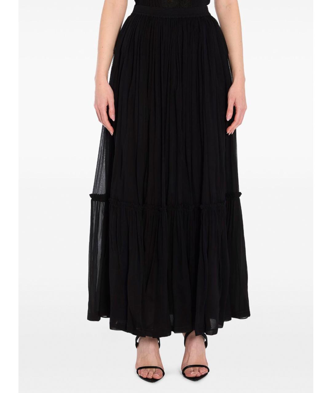 SAINT LAURENT Черная шелковая юбка макси, фото 3