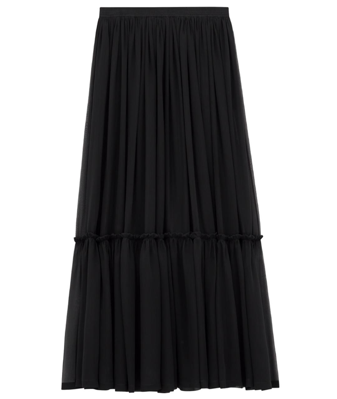 SAINT LAURENT Черная шелковая юбка макси, фото 1