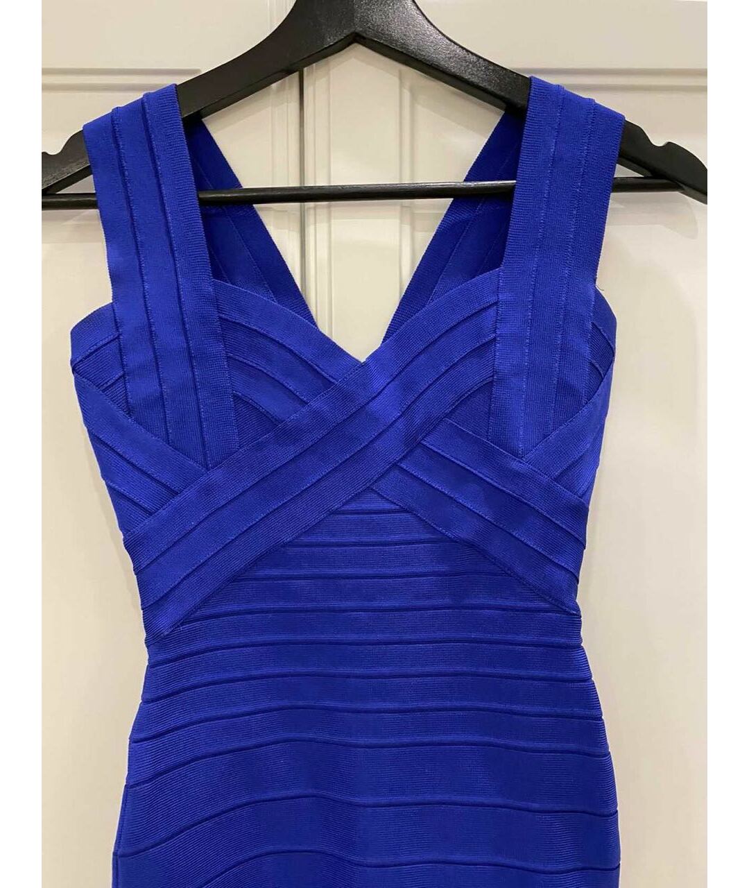 HERVE LEGER Синее вискозное повседневное платье, фото 3