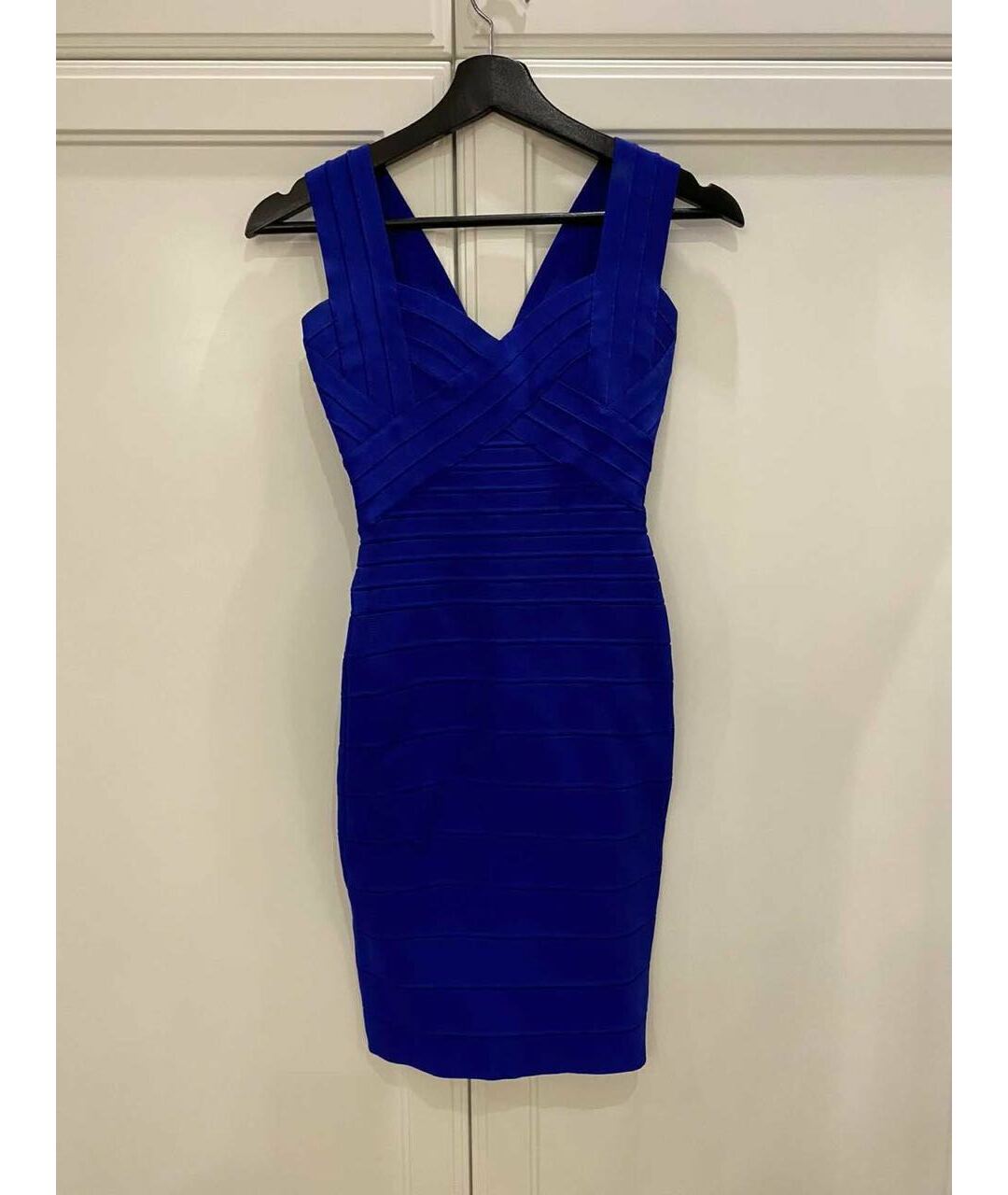 HERVE LEGER Синее вискозное повседневное платье, фото 6