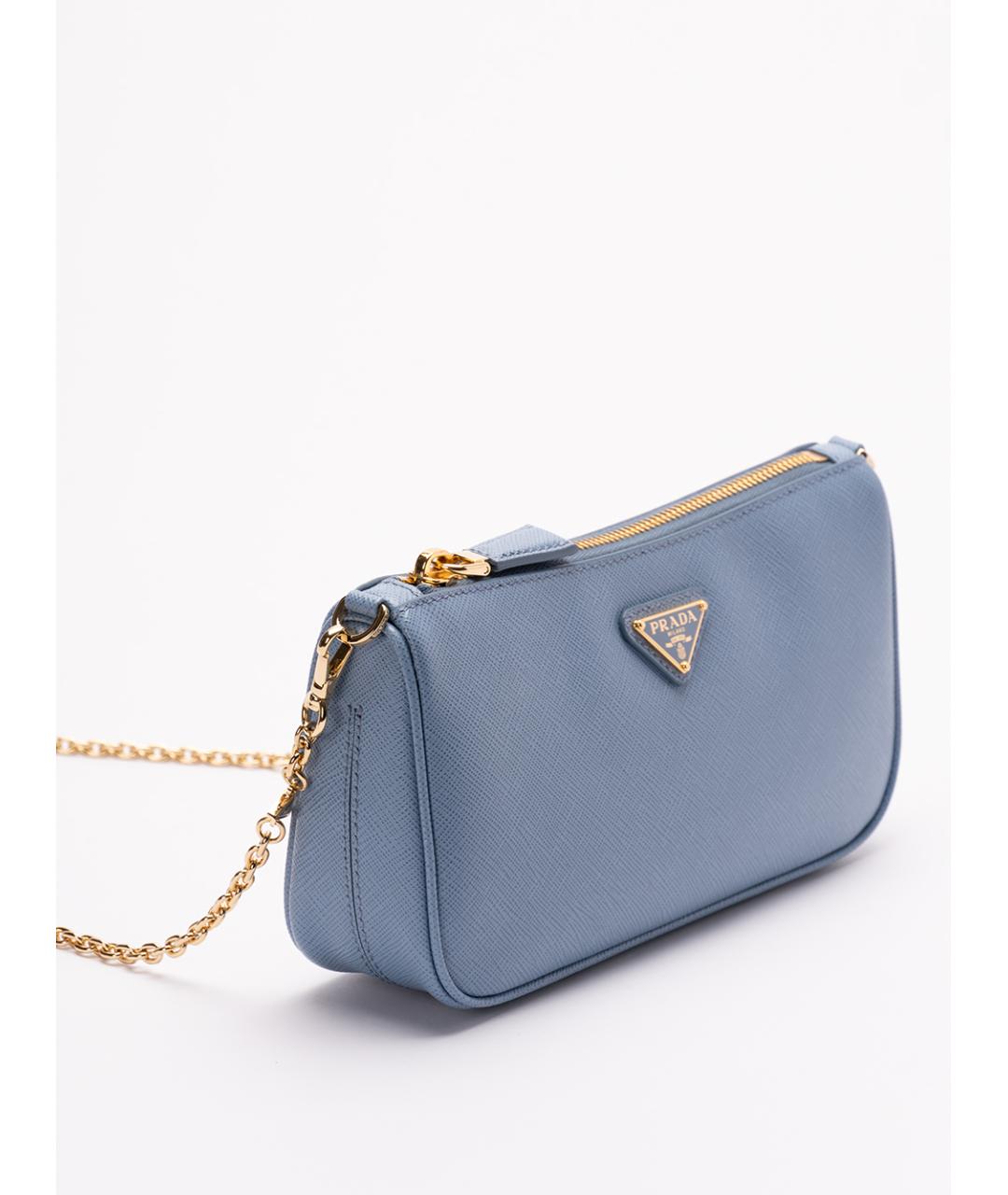 PRADA Голубая кожаная сумка через плечо, фото 3