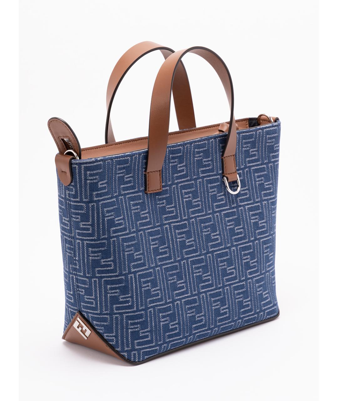 FENDI Синяя хлопковая сумка тоут, фото 3
