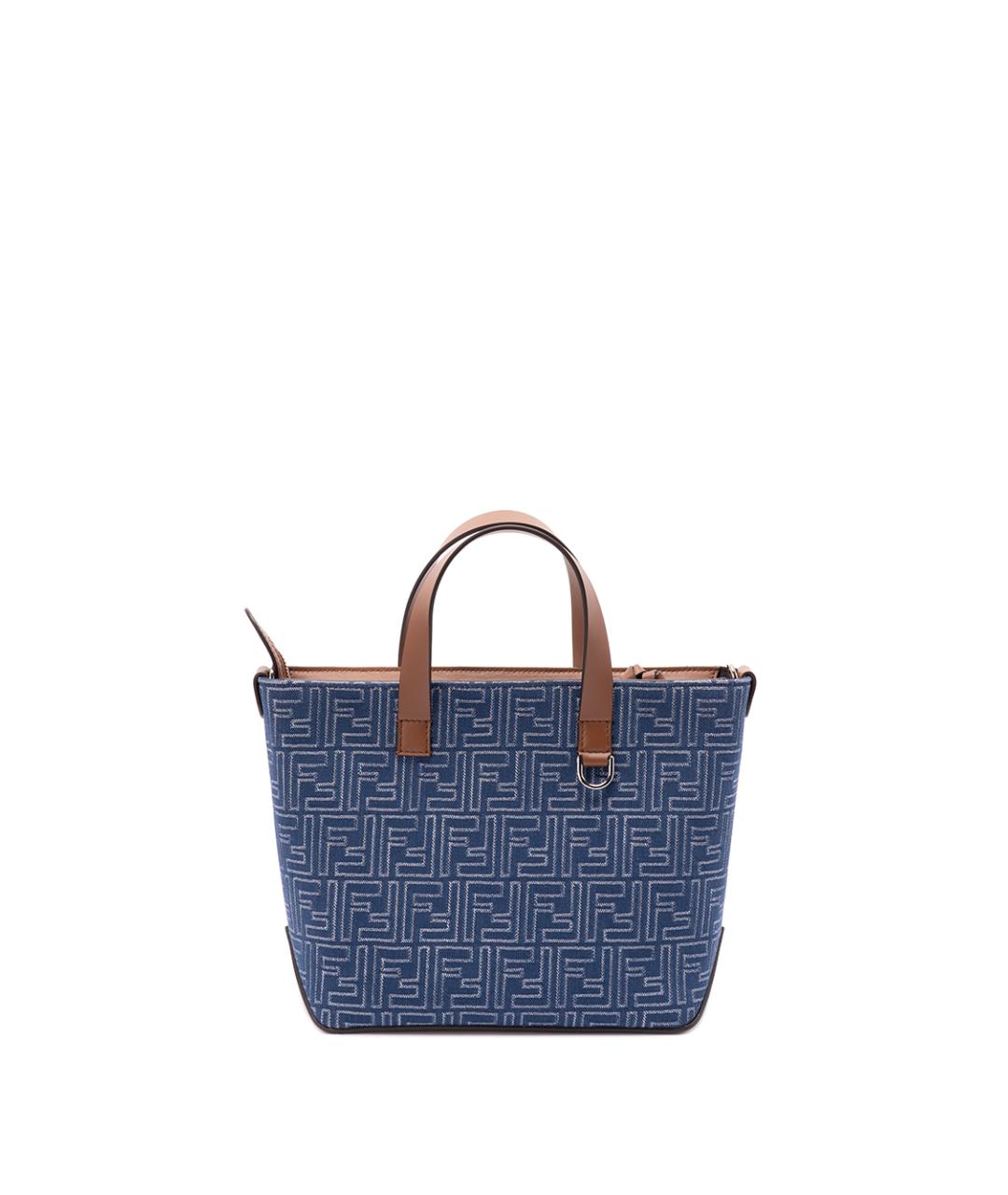 FENDI Синяя хлопковая сумка тоут, фото 1
