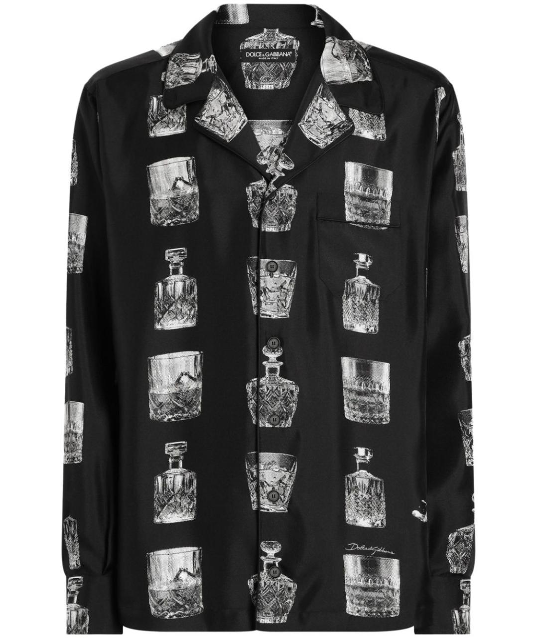 DOLCE&GABBANA Черная шелковая кэжуал рубашка, фото 1