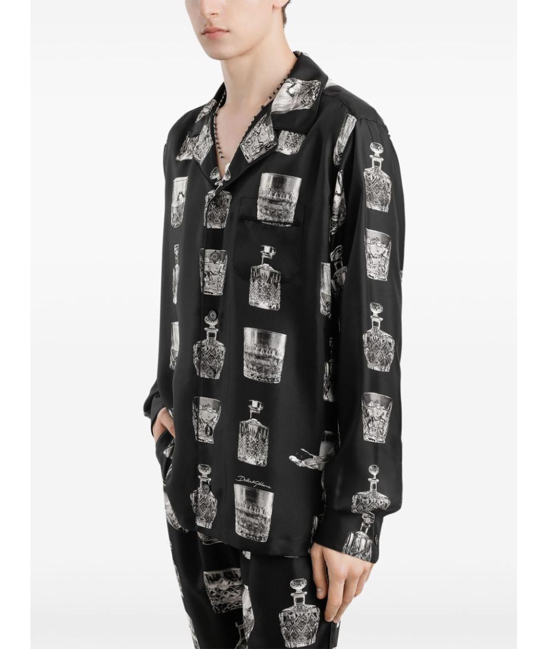 DOLCE&GABBANA Черная шелковая кэжуал рубашка, фото 3