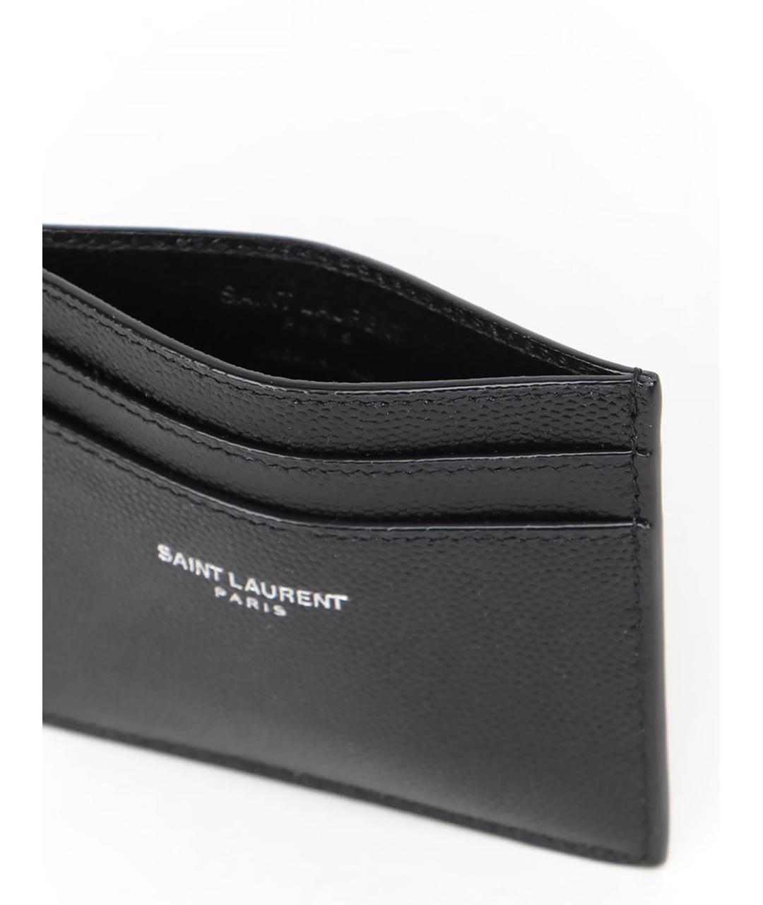 SAINT LAURENT Черный кожаный кардхолдер, фото 4