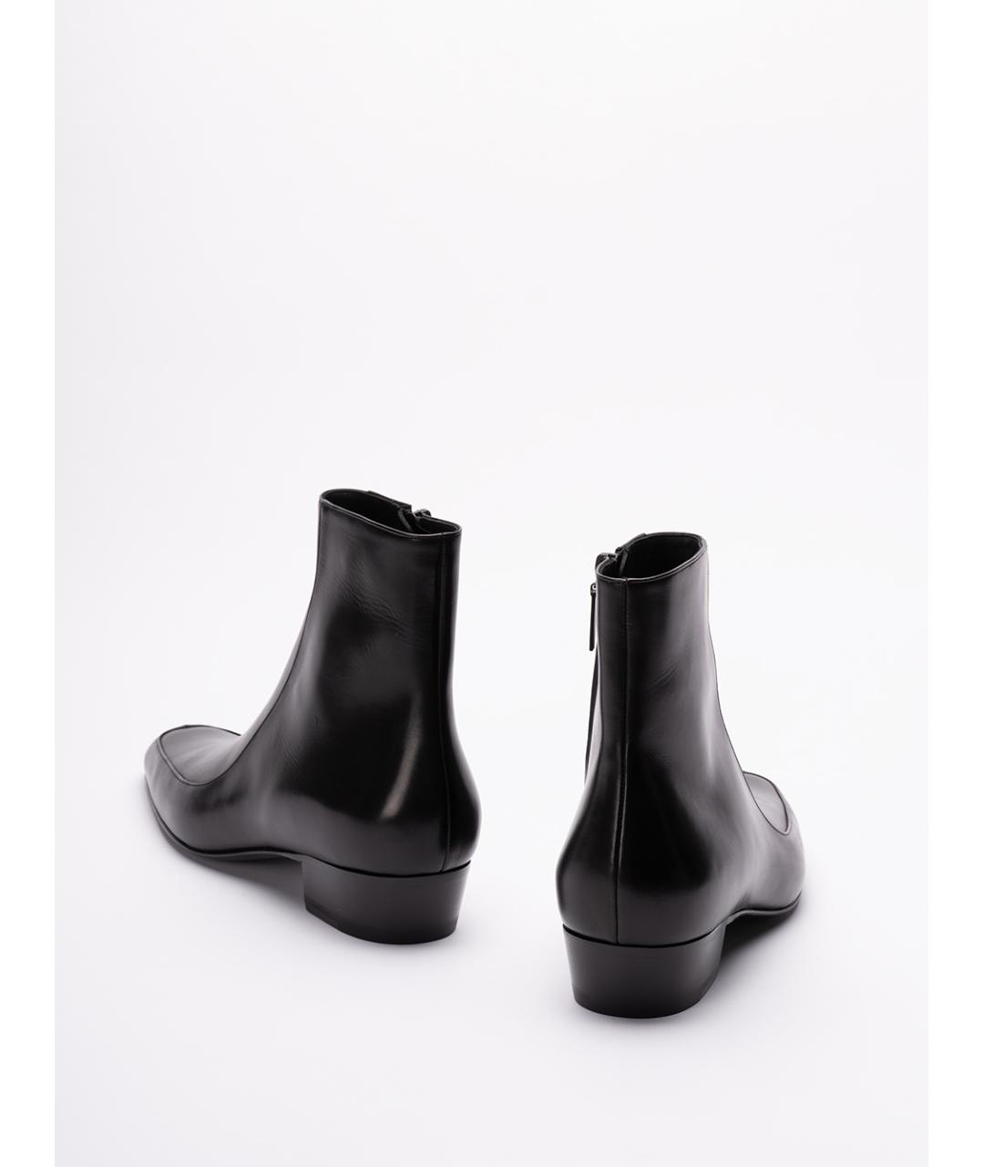 SAINT LAURENT Черные кожаные высокие ботинки, фото 3