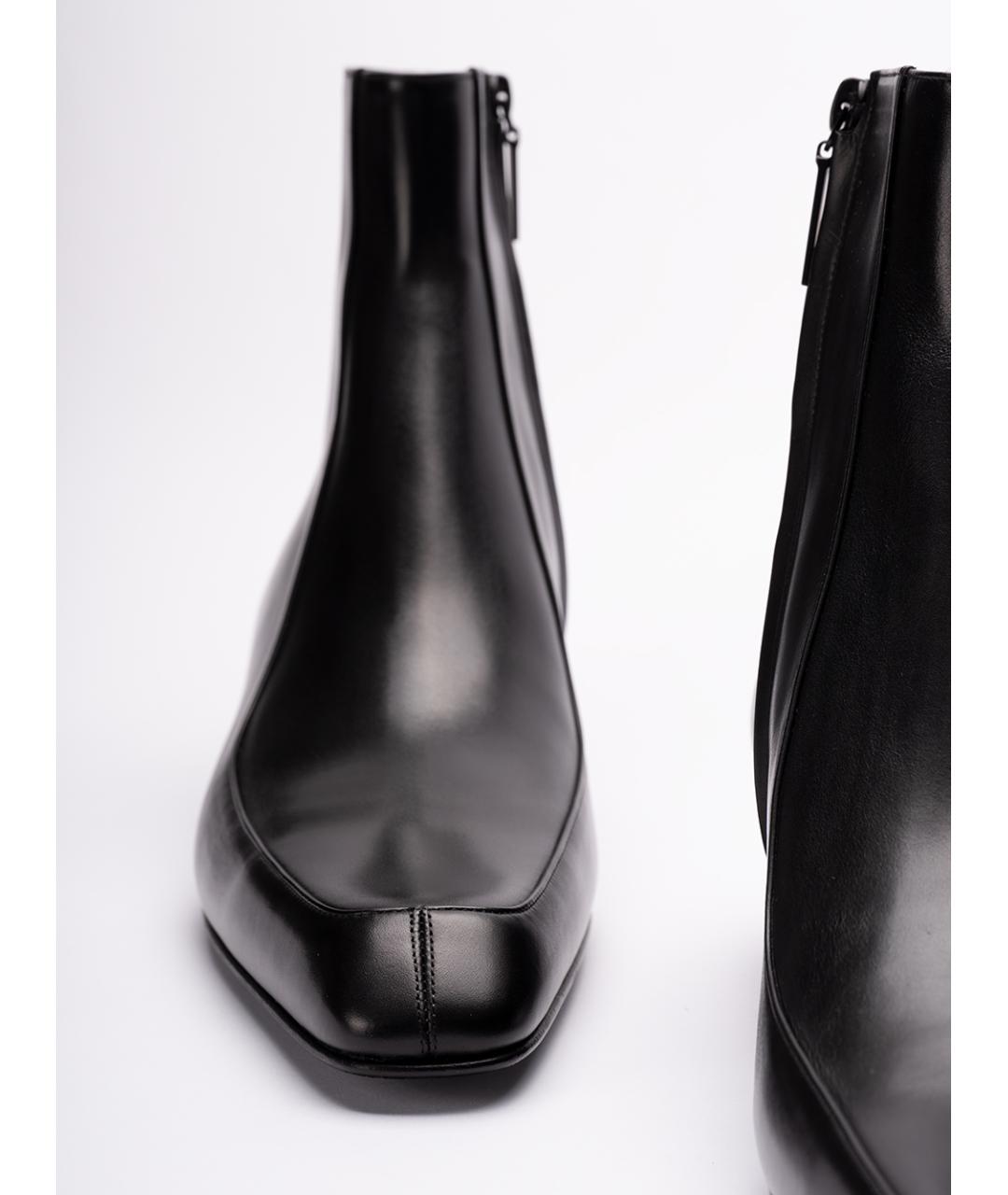 SAINT LAURENT Черные кожаные высокие ботинки, фото 5