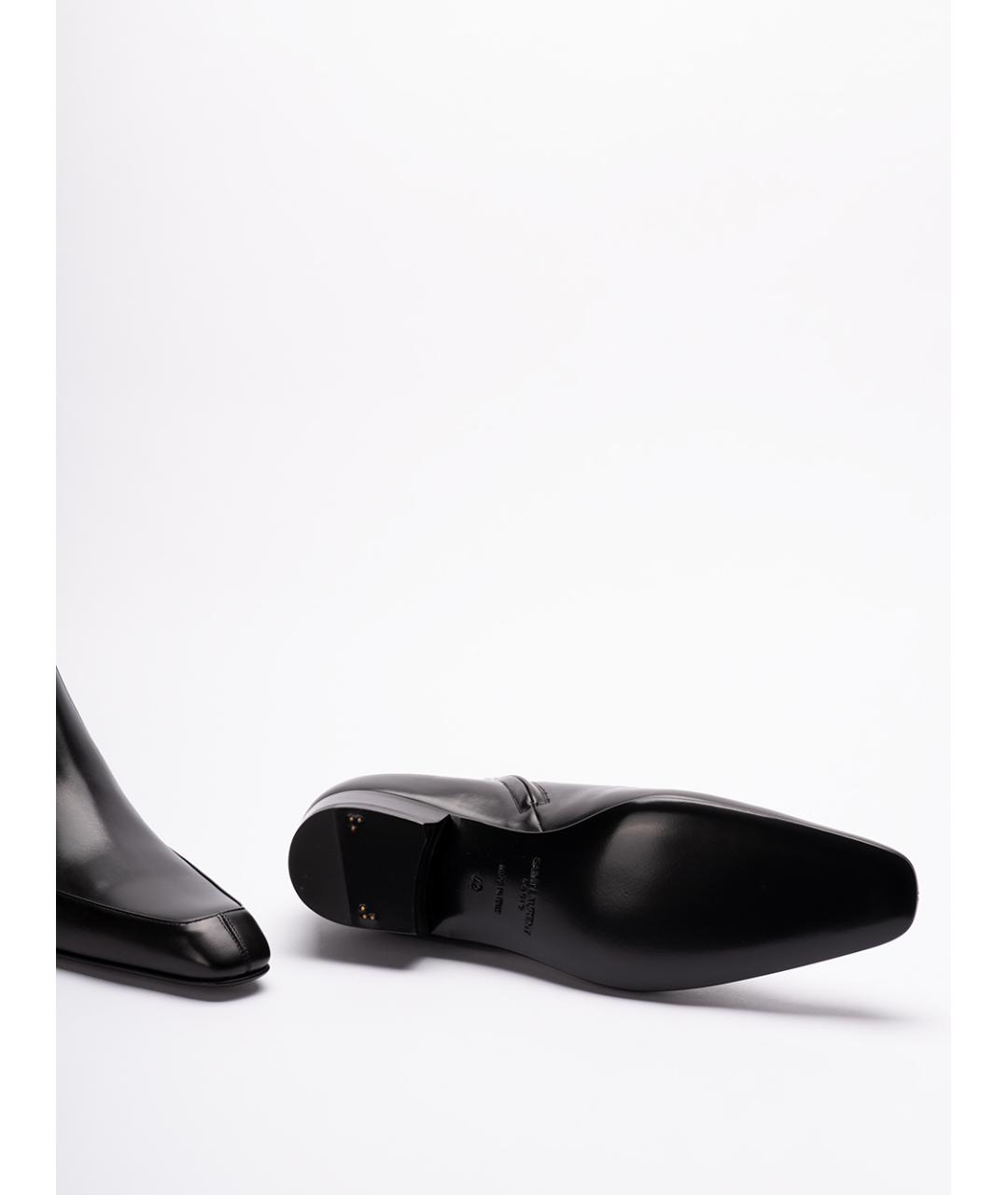 SAINT LAURENT Черные кожаные высокие ботинки, фото 4