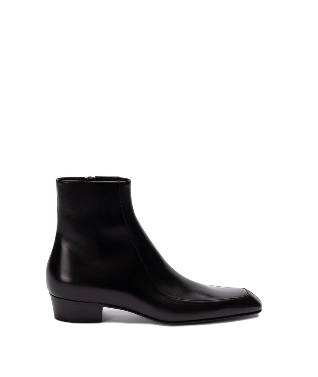 SAINT LAURENT Черные кожаные высокие ботинки, фото 1
