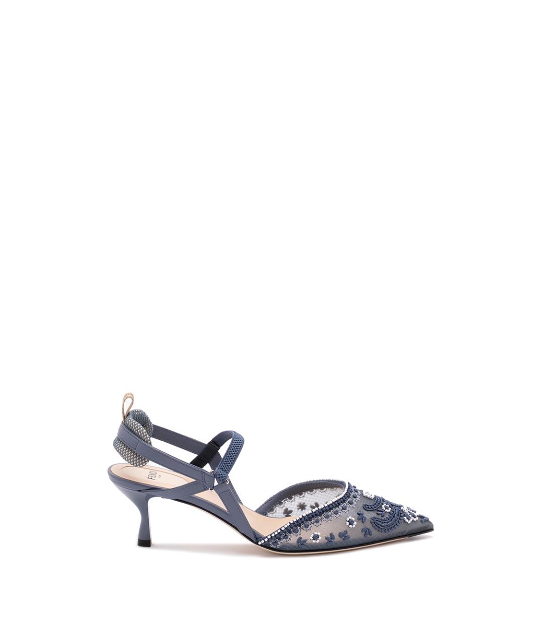 FENDI Синие синтетические туфли, фото 1