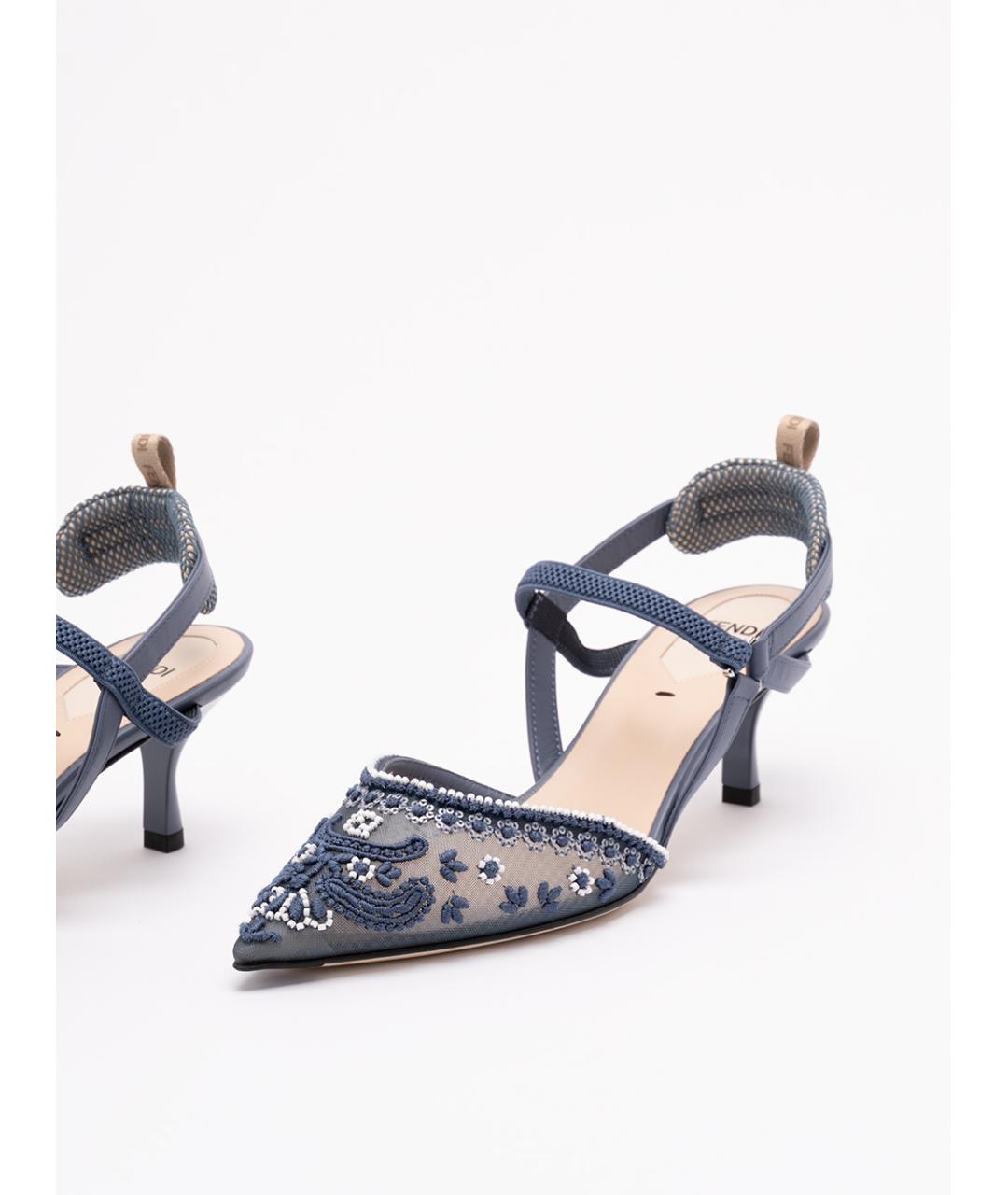 FENDI Синие синтетические туфли, фото 5