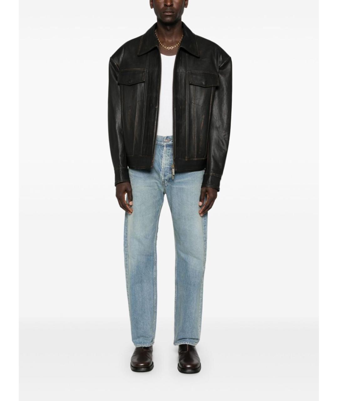 SAINT LAURENT Голубые хлопковые прямые джинсы, фото 2