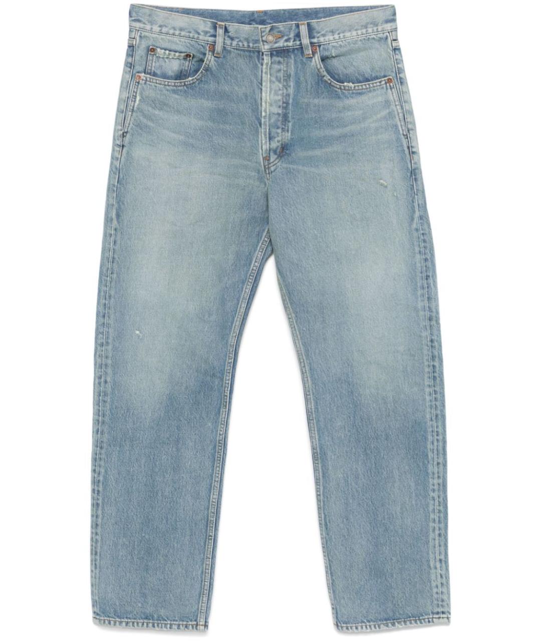 SAINT LAURENT Голубые хлопковые прямые джинсы, фото 1