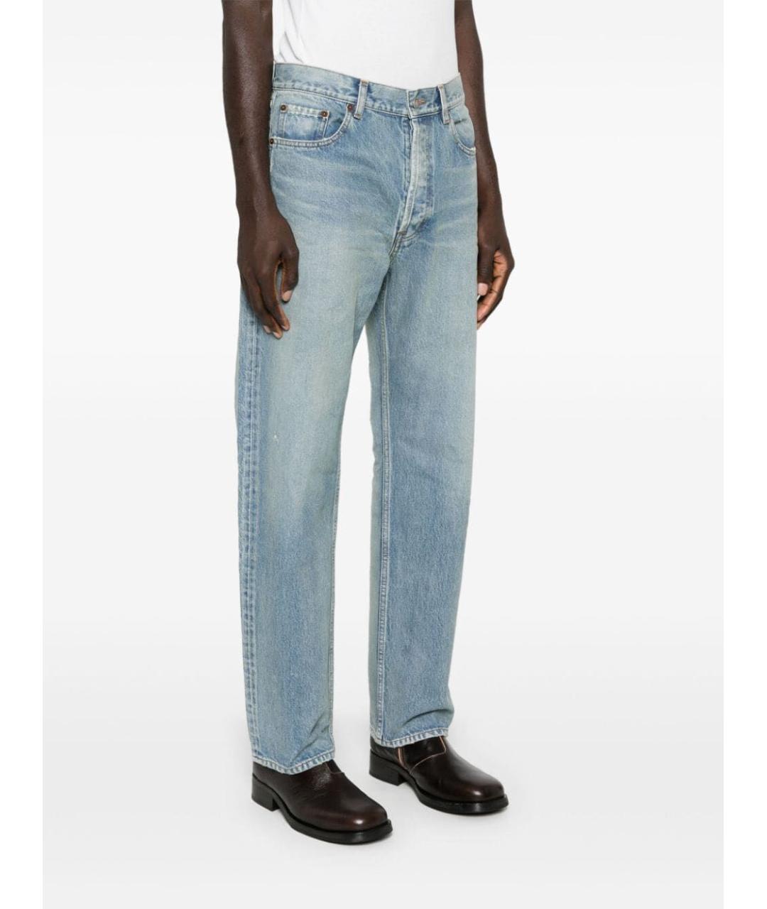 SAINT LAURENT Голубые хлопковые прямые джинсы, фото 4