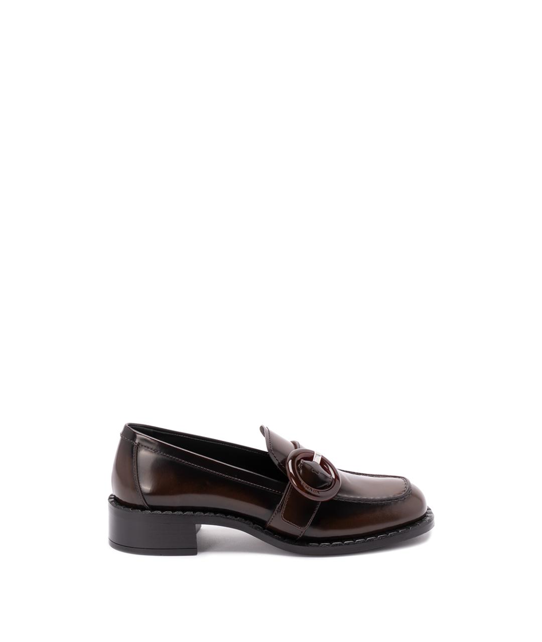 PRADA Коричневые кожаные лоферы, фото 1