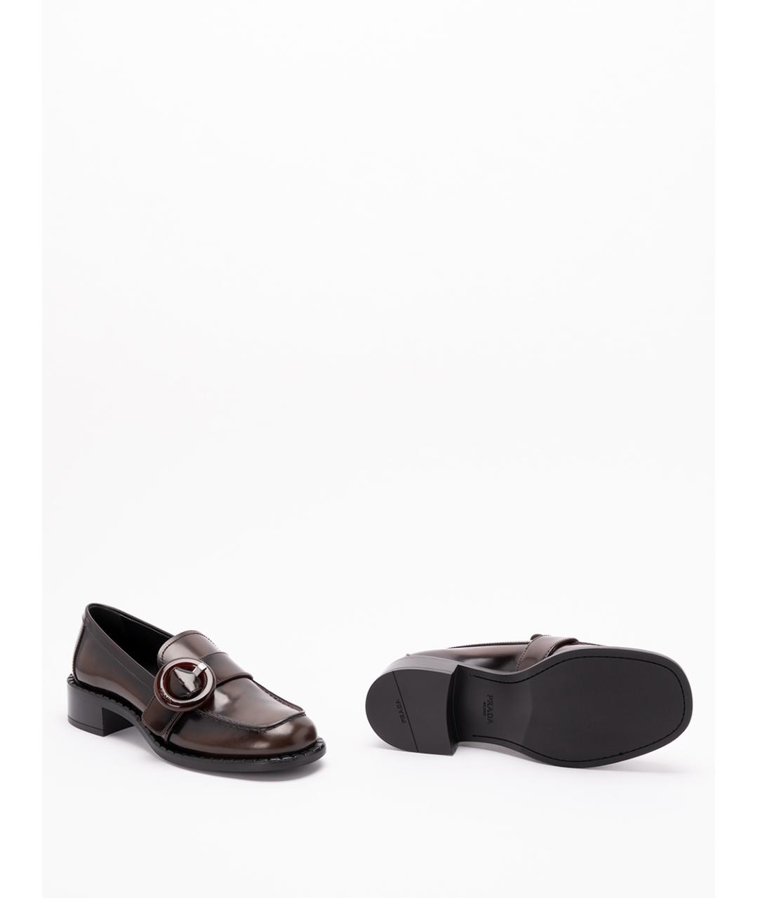 PRADA Коричневые кожаные лоферы, фото 4
