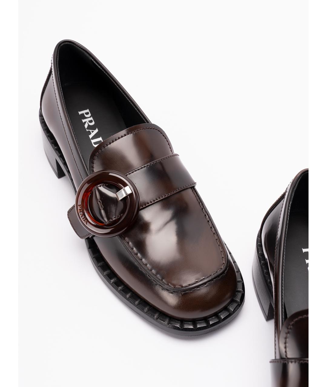 PRADA Коричневые кожаные лоферы, фото 5