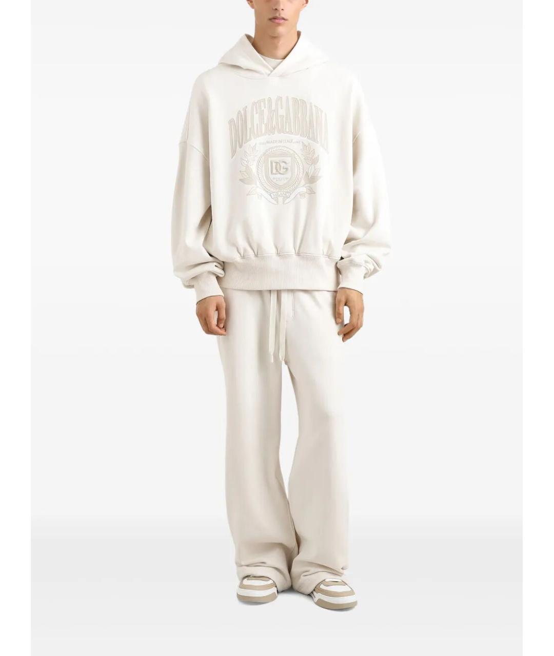 DOLCE&GABBANA Белые хлопковые повседневные брюки, фото 2
