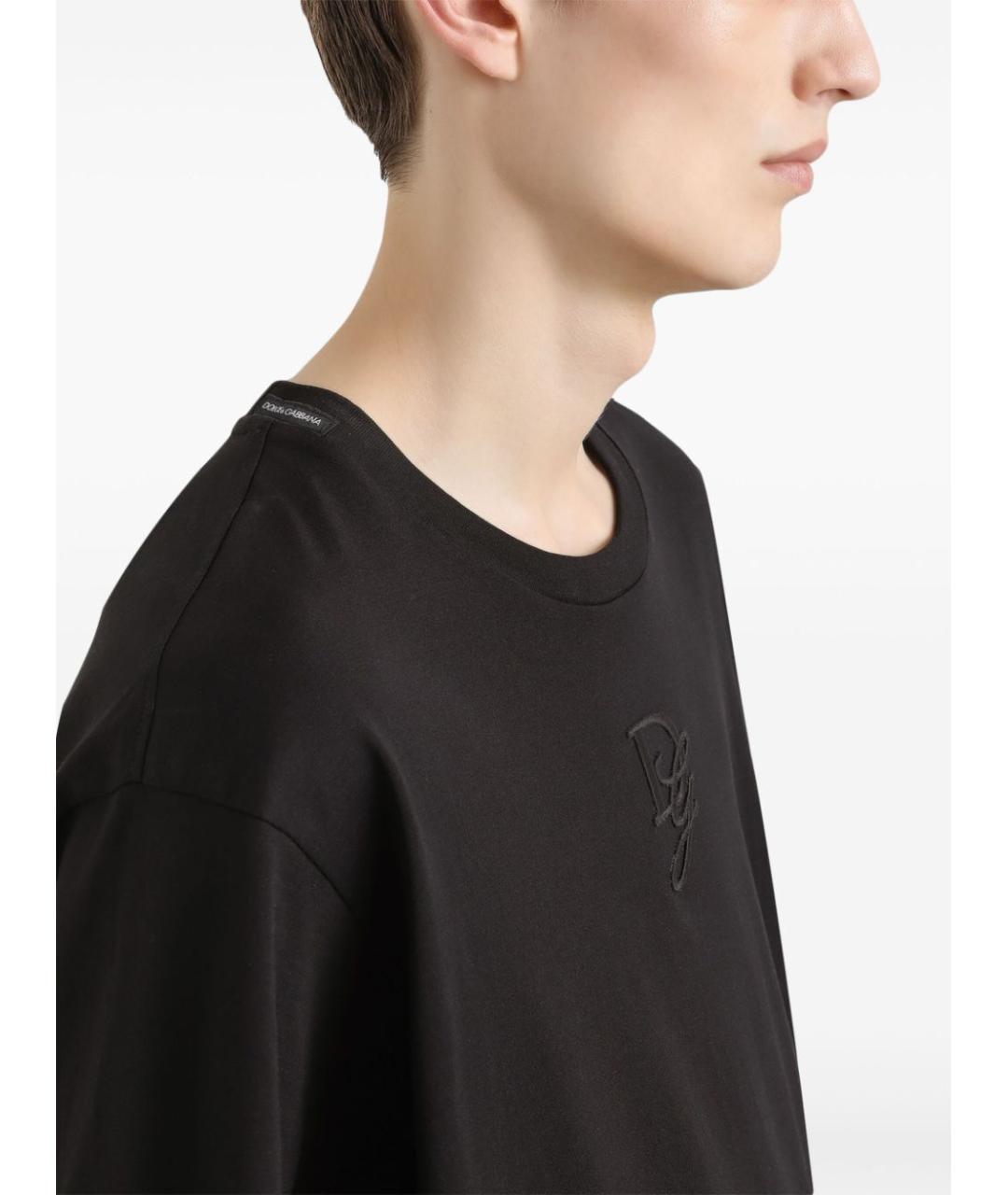 DOLCE&GABBANA Черная хлопковая футболка, фото 3