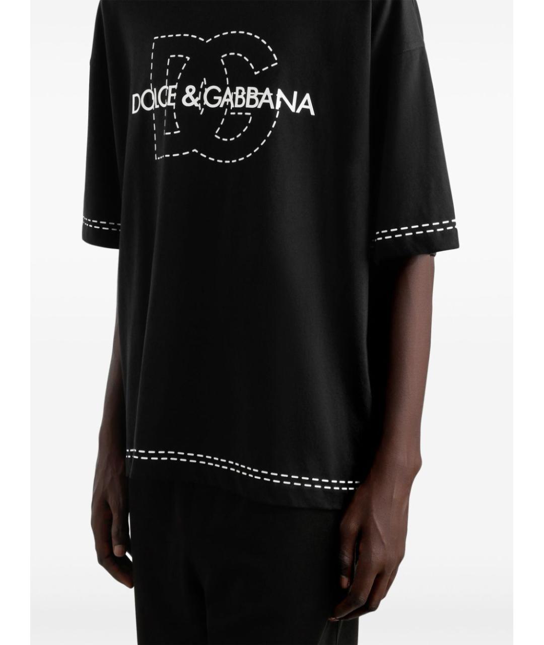 DOLCE&GABBANA Черная хлопковая футболка, фото 4