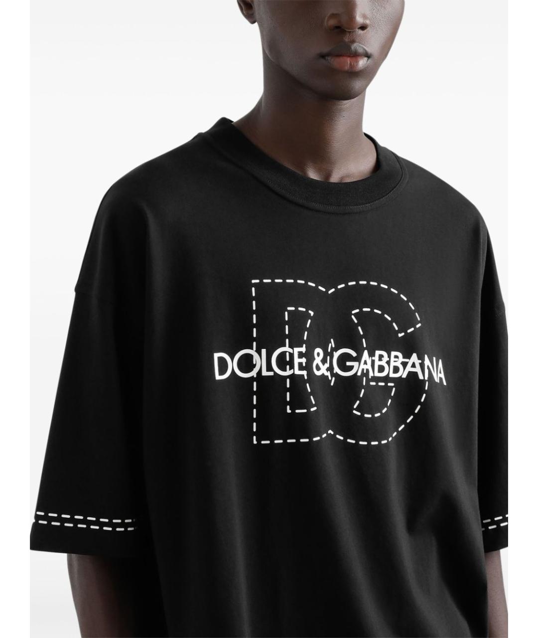 DOLCE&GABBANA Черная хлопковая футболка, фото 5