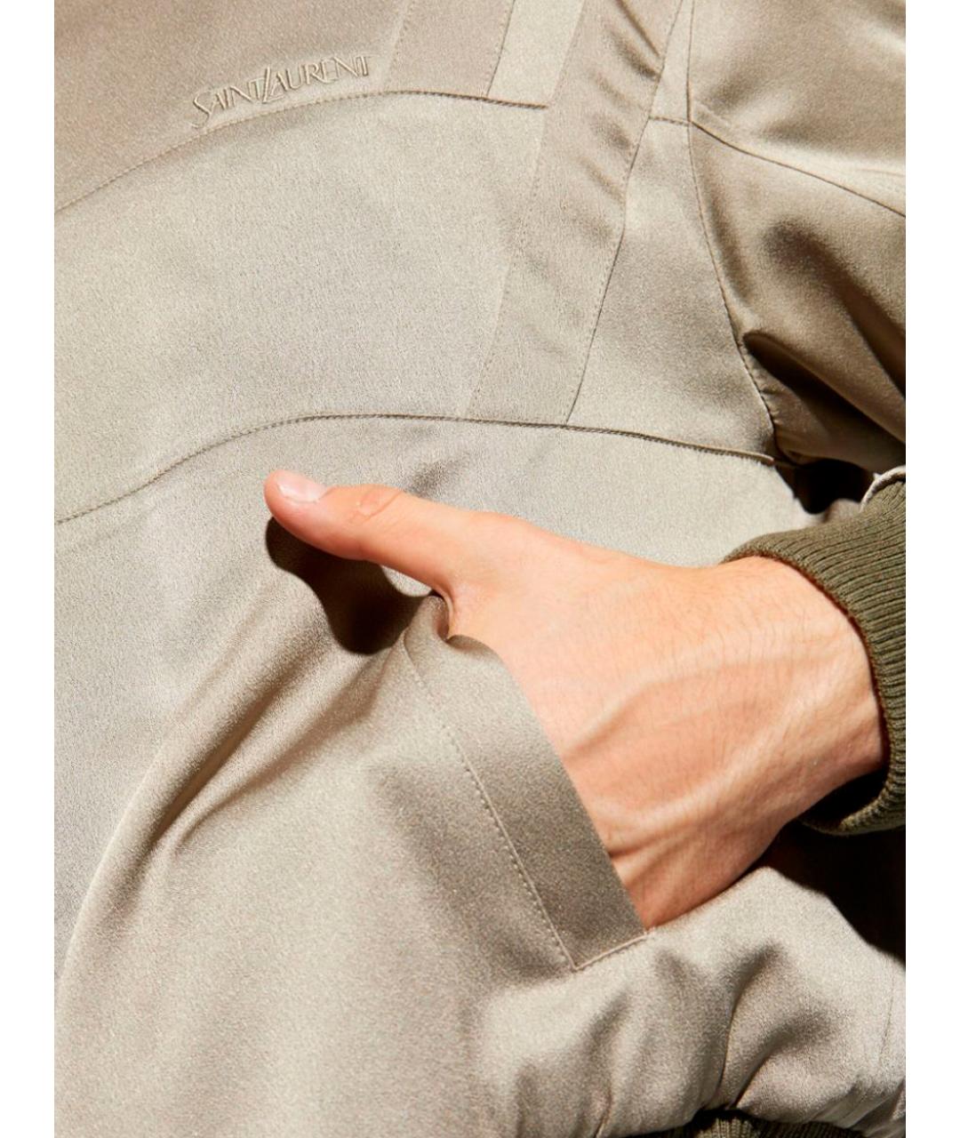 SAINT LAURENT Хаки ацетатная куртка, фото 4