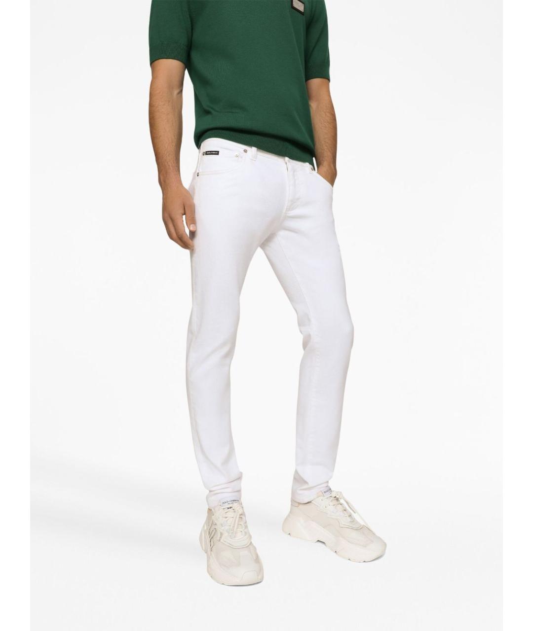 DOLCE&GABBANA Белые хлопковые прямые джинсы, фото 3