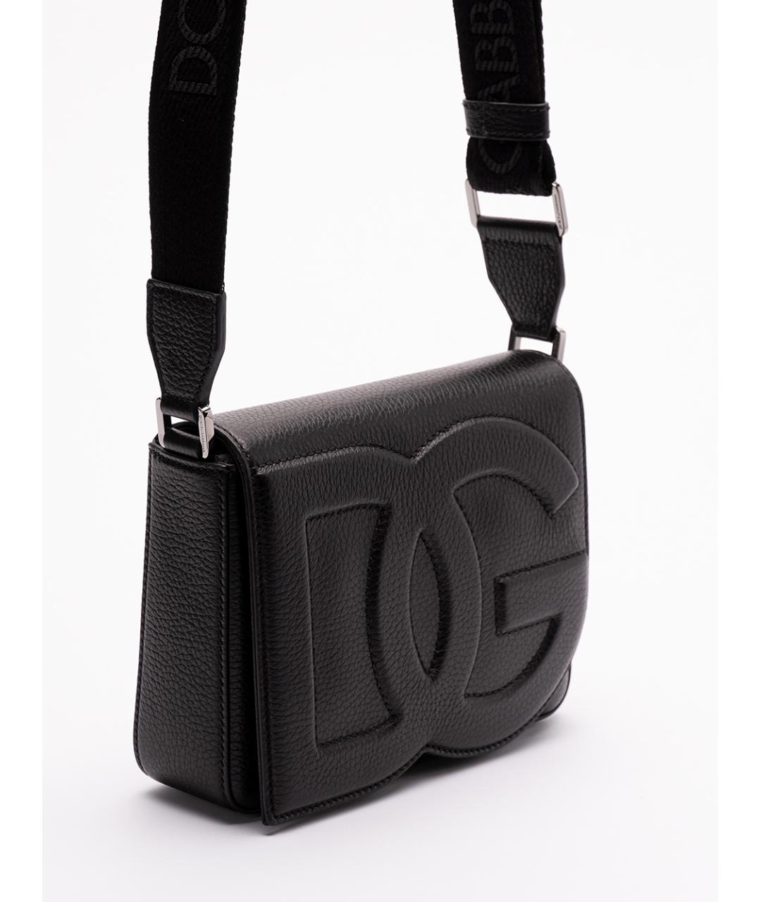 DOLCE&GABBANA Черная кожаная сумка на плечо, фото 3
