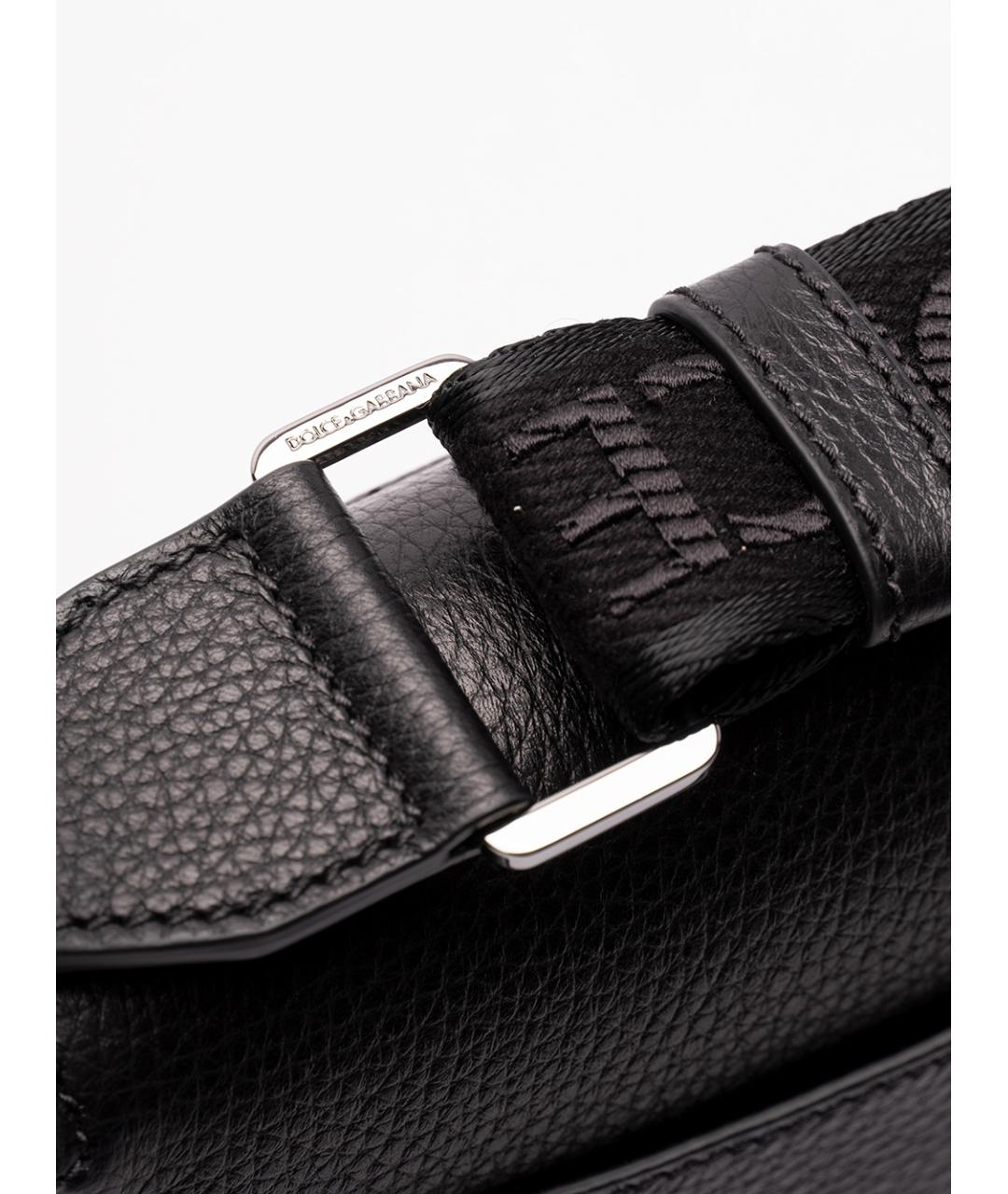 DOLCE&GABBANA Черная кожаная сумка на плечо, фото 4