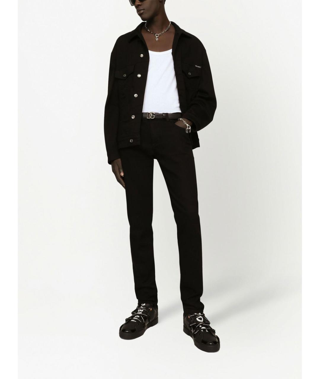 DOLCE&GABBANA Черные хлопковые прямые джинсы, фото 2