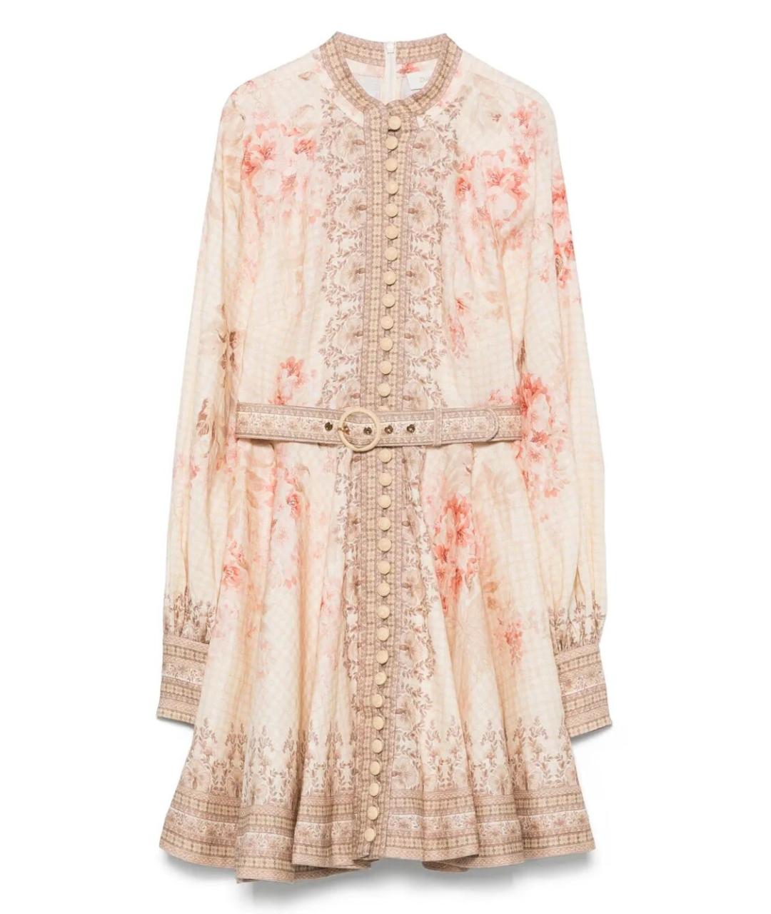 ZIMMERMANN Бежевое льняное повседневное платье, фото 1