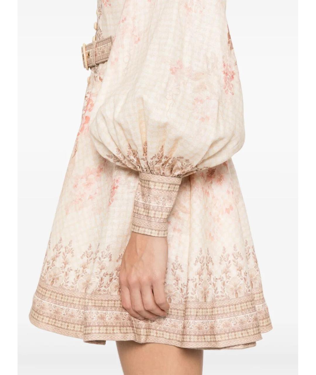ZIMMERMANN Бежевое льняное повседневное платье, фото 4