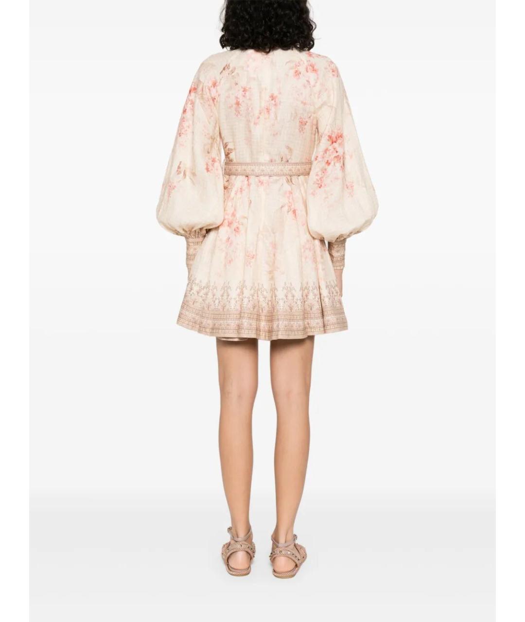 ZIMMERMANN Бежевое льняное повседневное платье, фото 5