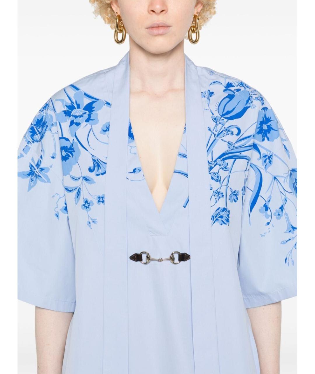 GUCCI Голубая хлопковая блузы, фото 4