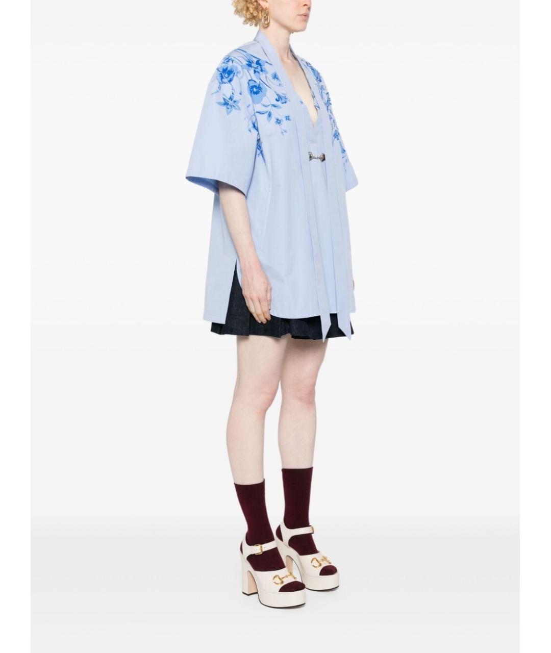 GUCCI Голубая хлопковая блузы, фото 3