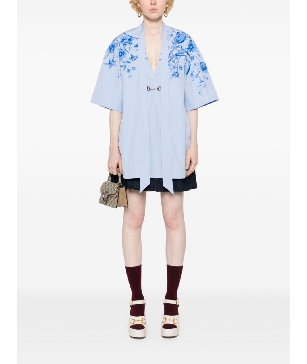 GUCCI Голубая хлопковая блузы, фото 2