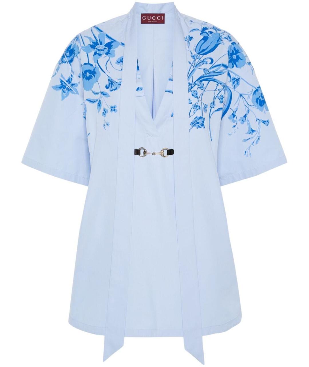 GUCCI Голубая хлопковая блузы, фото 1