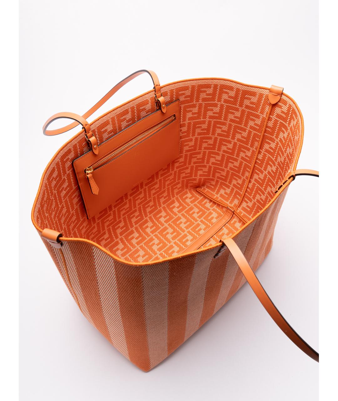 FENDI Оранжевая хлопковая сумка тоут, фото 5