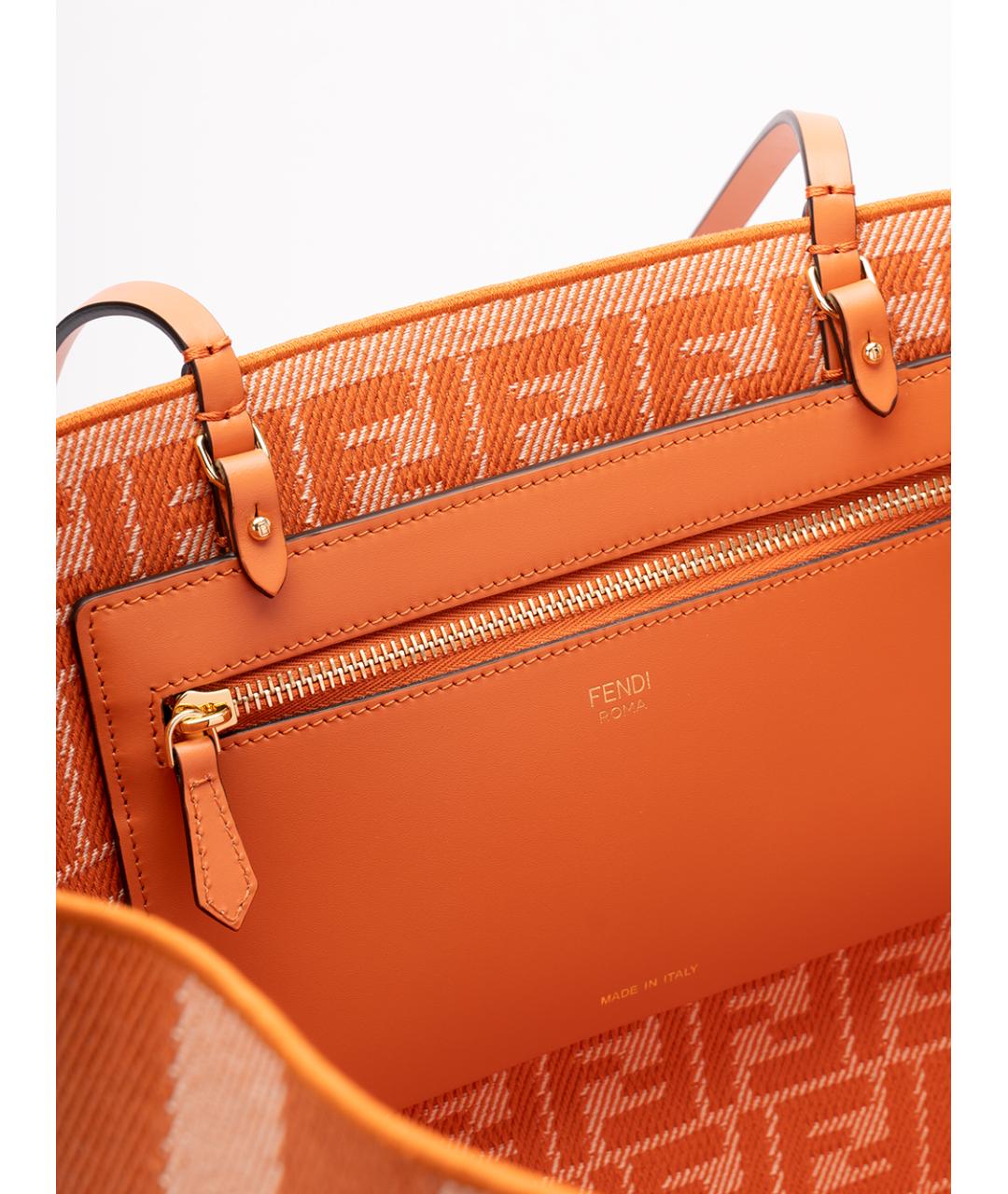 FENDI Оранжевая хлопковая сумка тоут, фото 6