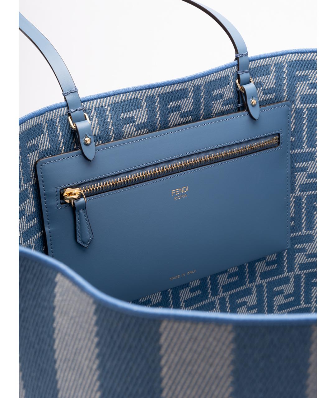 FENDI Голубая хлопковая сумка тоут, фото 6