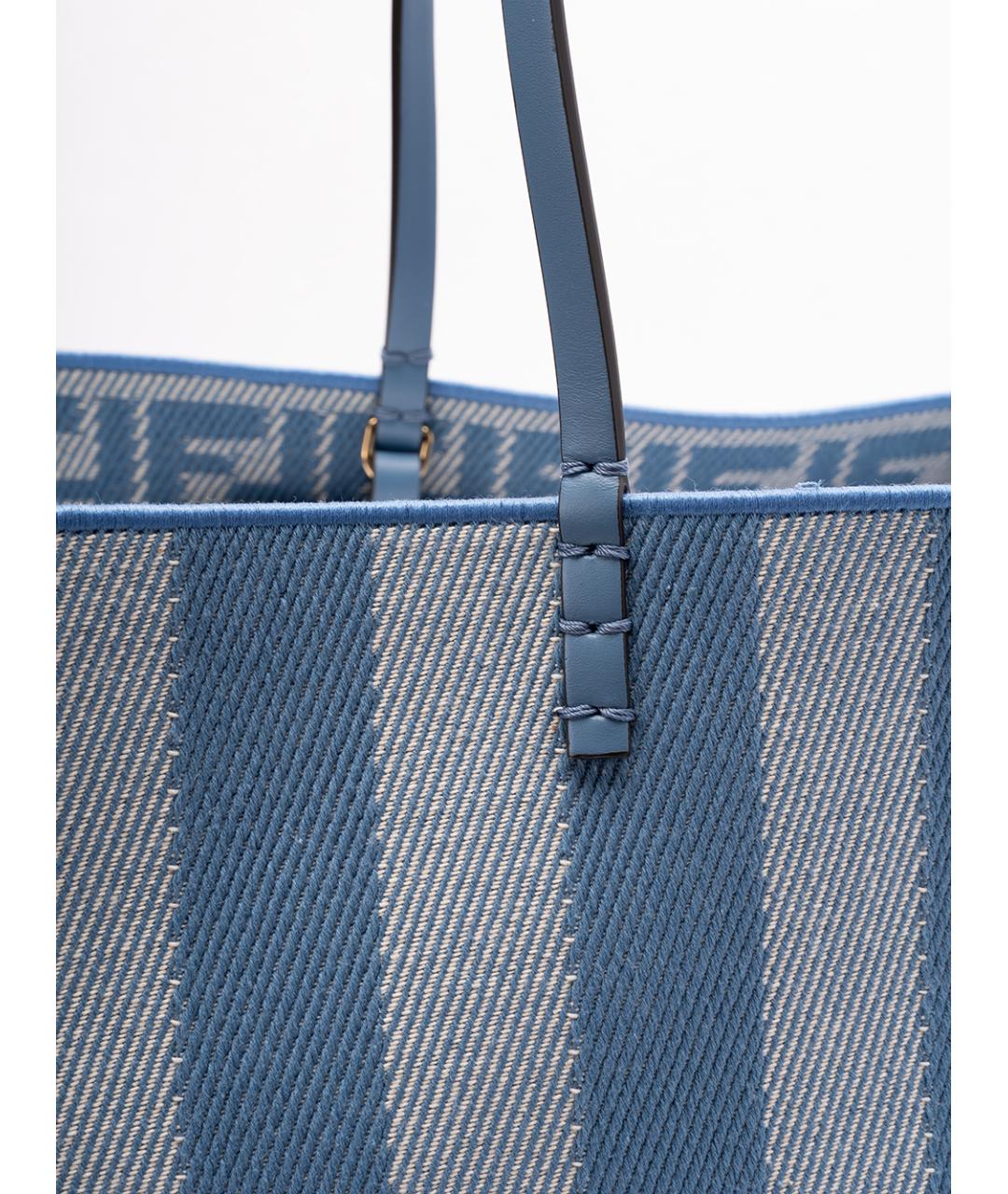 FENDI Голубая хлопковая сумка тоут, фото 4