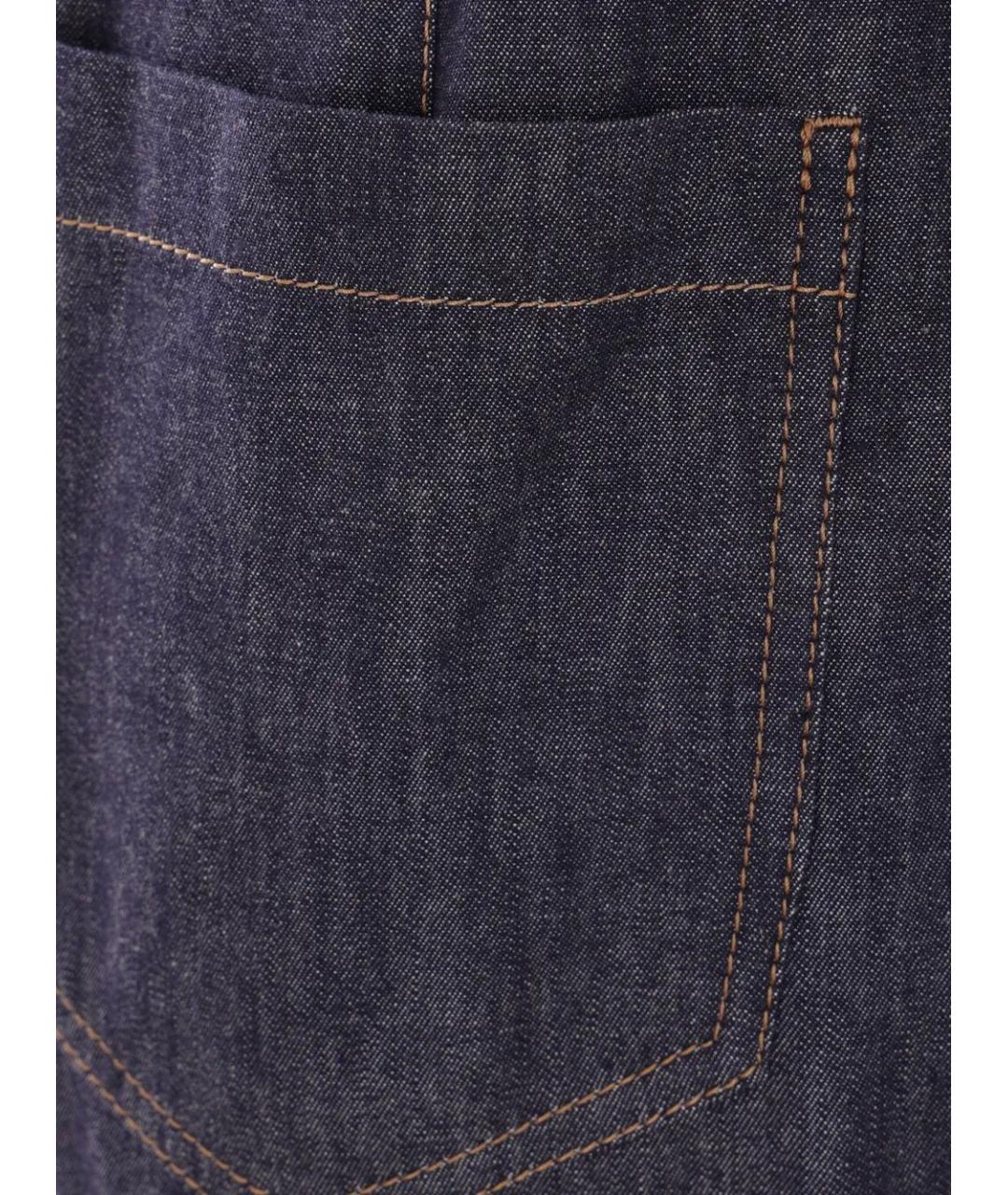 BRUNELLO CUCINELLI Темно-синие хлопковые прямые джинсы, фото 3